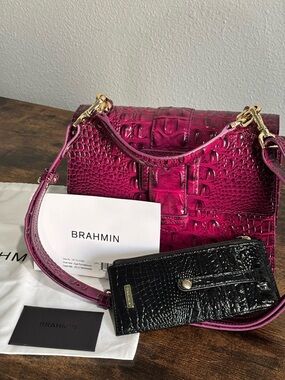 Brahmin Sugar Plum Small Hallie Satchel with Slim Wallet